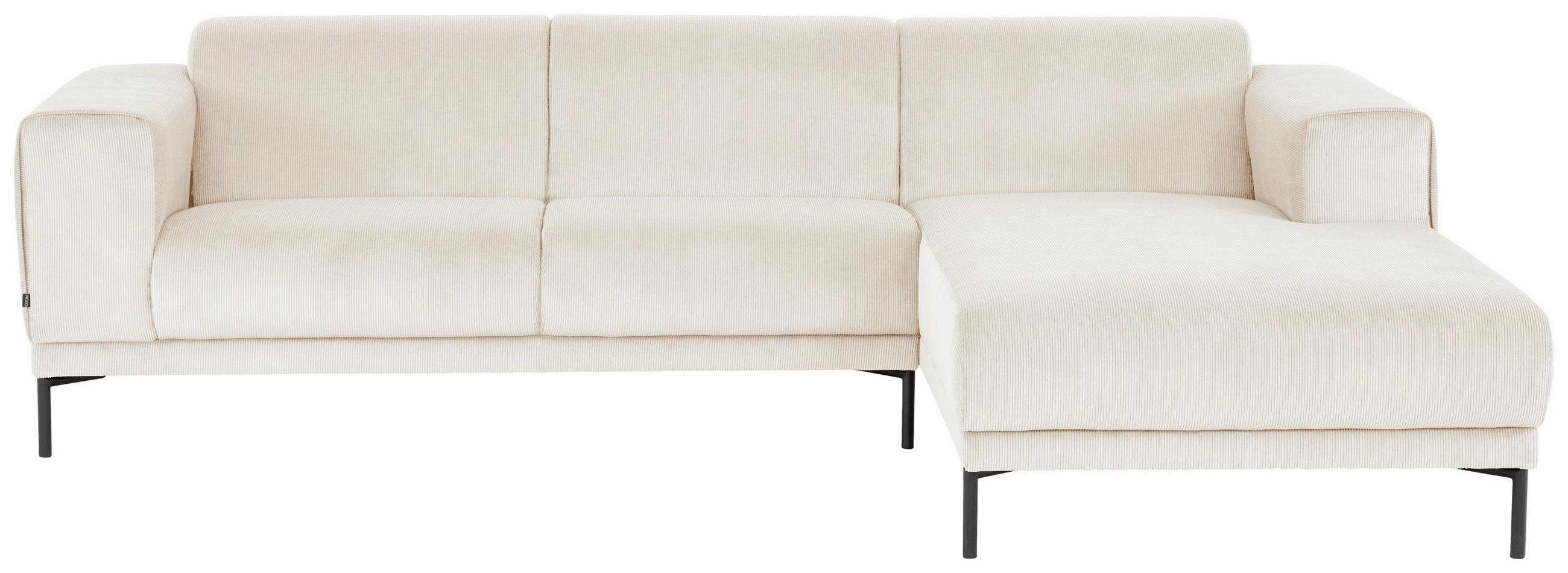 ECKSOFA ERNO in Cord Beige  262/183 cm  - Beige/Schwarz, Design, Textil/Metall (262/183cm) - MID.YOU