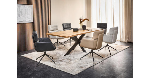 ARMLEHNSTUHL  Lederauswahl, Stoffauswahl, Sitzfläche 360° drehbar  Echtleder  - Schwarz, Design, Leder/Metall (62/92/6cm) - Dieter Knoll