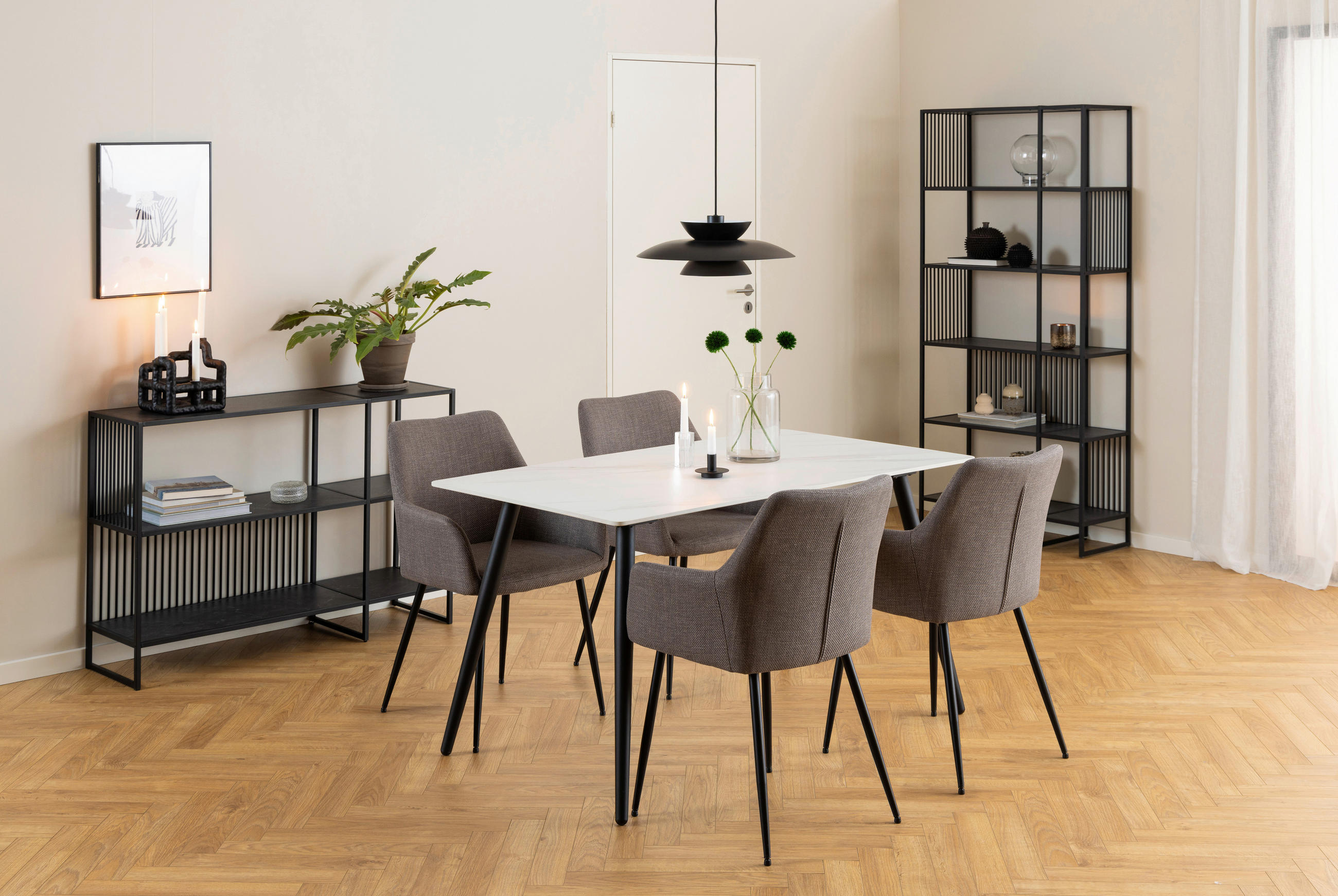REGAL Schwarz  - Schwarz, Design, Holzwerkstoff/Metall (85/185/35cm) - MID.YOU