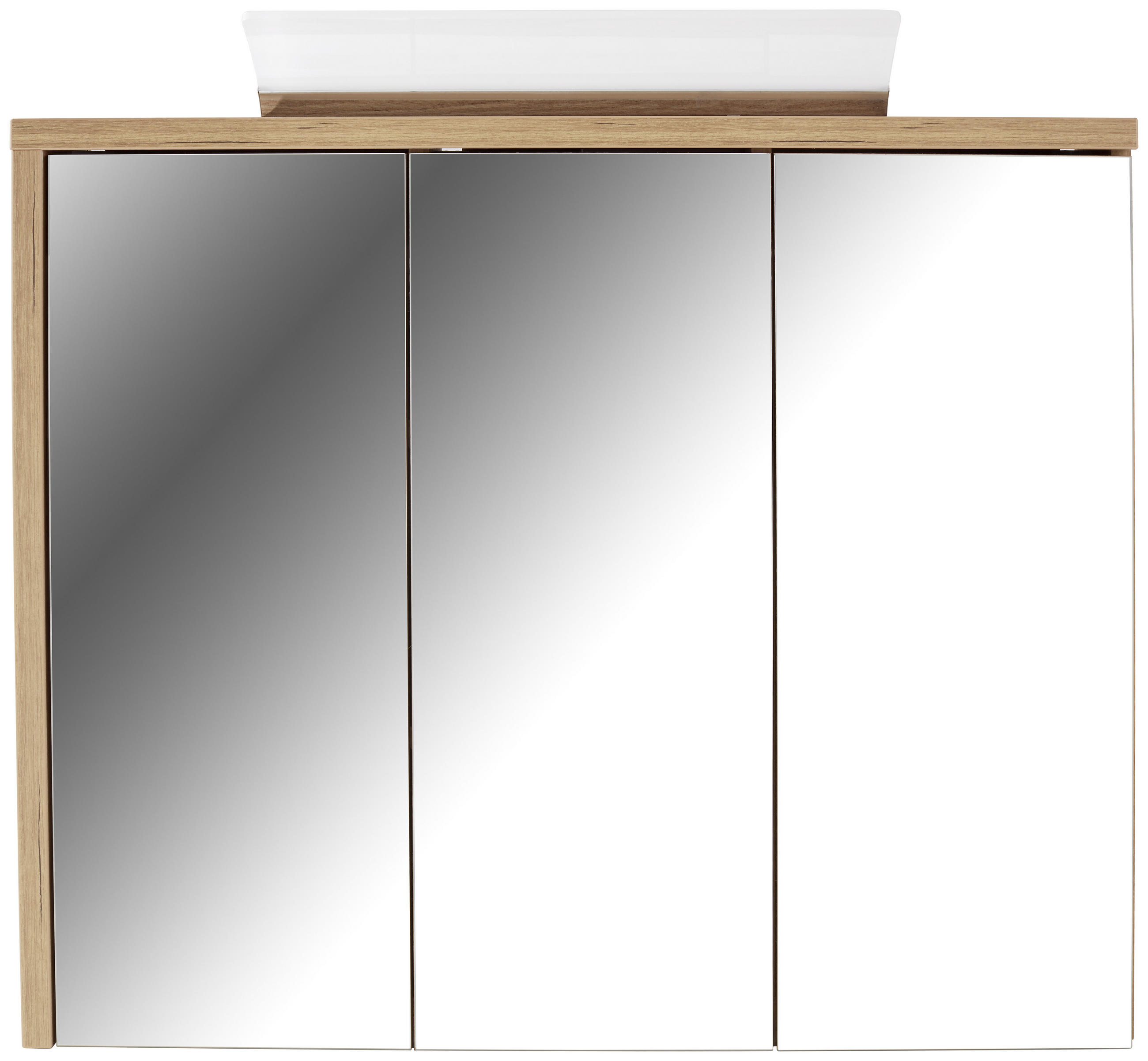 DULAP CU OGLINDĂ 90/71/18 cm - culoare lemn stejar, Modern, material pe bază de lemn (90/71/18cm) - Carryhome