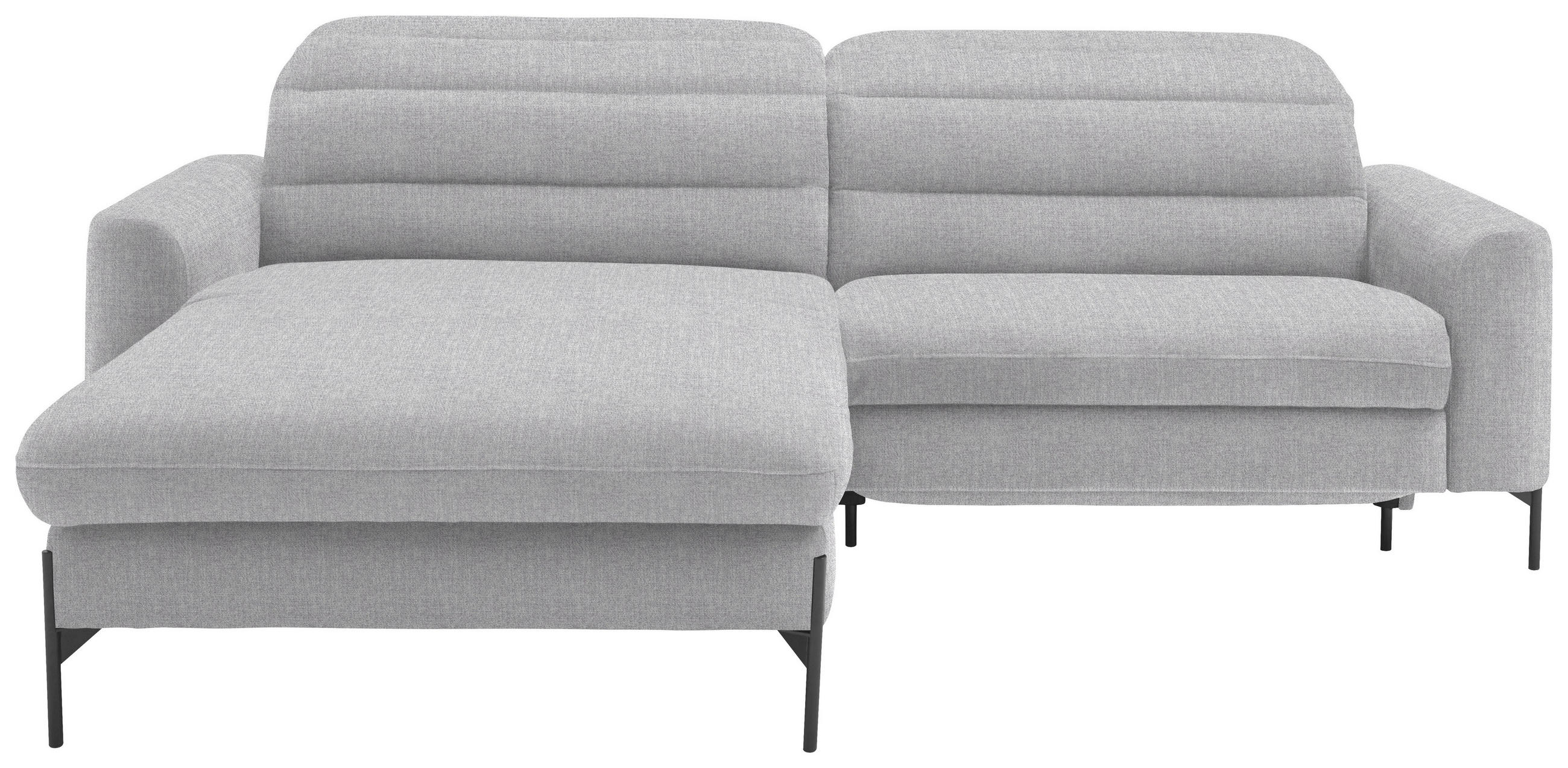 ECKSOFA in Flachgewebe Hellgrau  191/252 cm  - Hellgrau/Schwarz, Design, Textil/Metall (191/252cm) - Dieter Knoll