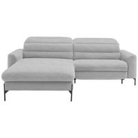 ECKSOFA in Flachgewebe Hellgrau  191/252 cm  - Hellgrau/Schwarz, Design, Textil/Metall (191/252cm) - Dieter Knoll