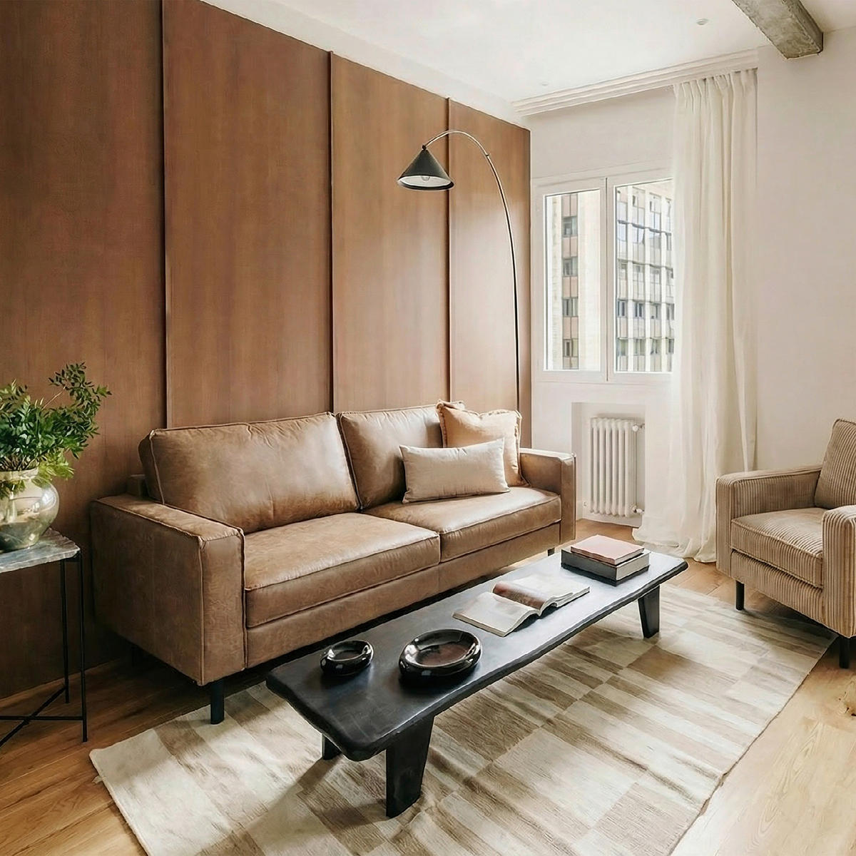 3-SITZER-SOFA Echtleder Lederlook Beige  - Beige/Schwarz, Design, Leder/Textil (188/85/92cm) - Livetastic