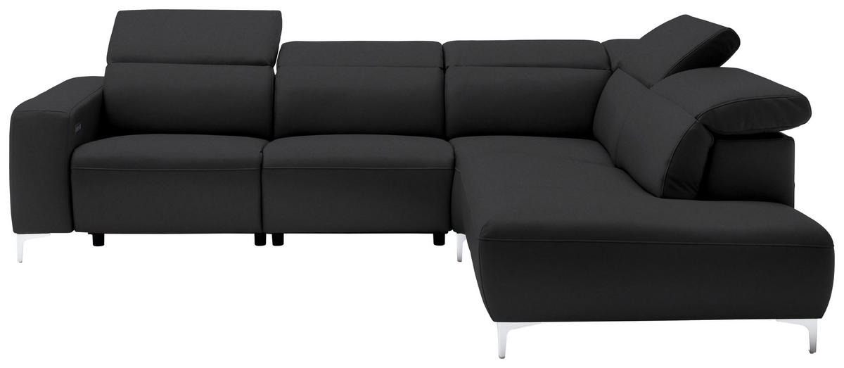 Freisteller von Pure Home Lifestyle ECKSOFA Schwarz Echtleder.