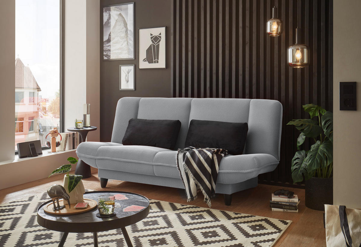 SCHLAFSOFA in Webstoff Silberfarben  - Silberfarben/Schwarz, Konventionell, Kunststoff/Textil (200/88/90cm) - MID.YOU