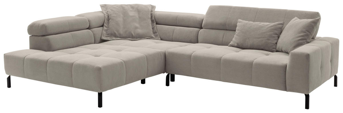 ECKSOFA in Feincord Sandfarben  - Sandfarben/Schwarz, Konventionell, Textil/Metall (219/311cm) - Hom`in