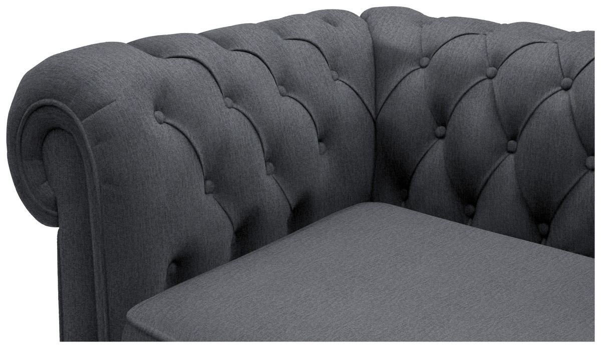 CHESTERFIELD-SOFA in Webstoff Grau  - Wengefarben/Grau, LIFESTYLE, Holz/Textil (206/76,5/96cm) - Landscape
