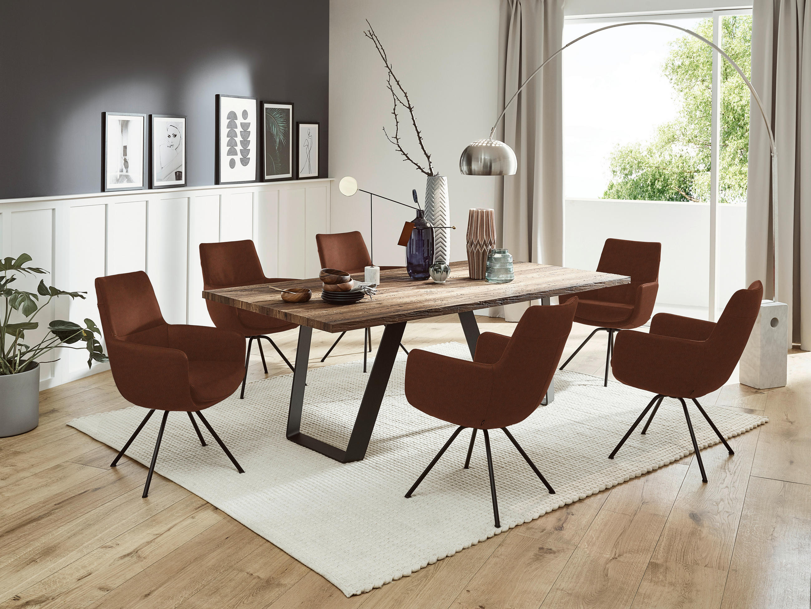 Thumbnail - Dieter Knoll Armlehnstuhl, Schwarz, Kastanien, Metall, Leder, Semi-Anilinleder, Rundrohr, 60x90x61 cm, Beinauswahl, Lede...