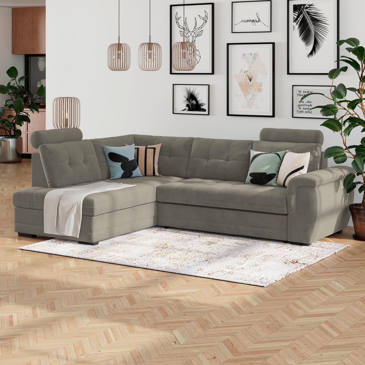 ECKSOFA  Mikrofaser, Struktur Braun  - Schwarz/Braun, Konventionell, Kunststoff/Textil (251/183cm) - MID.YOU