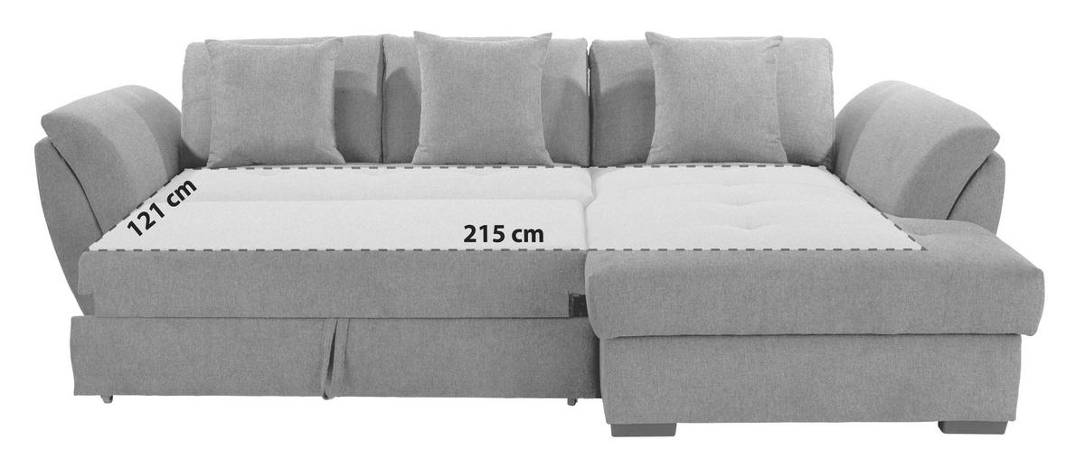 ECKSOFA Anthrazit Zierkissen, Bettkasten, Schlaffunktion, Rücken echt  - Anthrazit/Schwarz, KONVENTIONELL, Textil (278/187cm) - MID.YOU