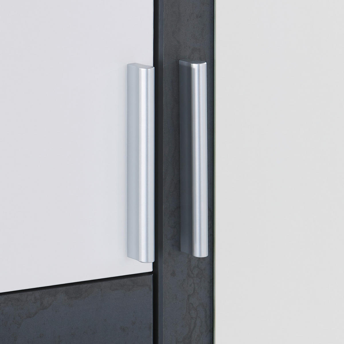 KLEIDERSCHRANK in Graphitfarben, Grau, Weiss  - Weiss/Silberfarben, Modern, Holzwerkstoff/Kunststoff (135/199/58cm) - MID.YOU