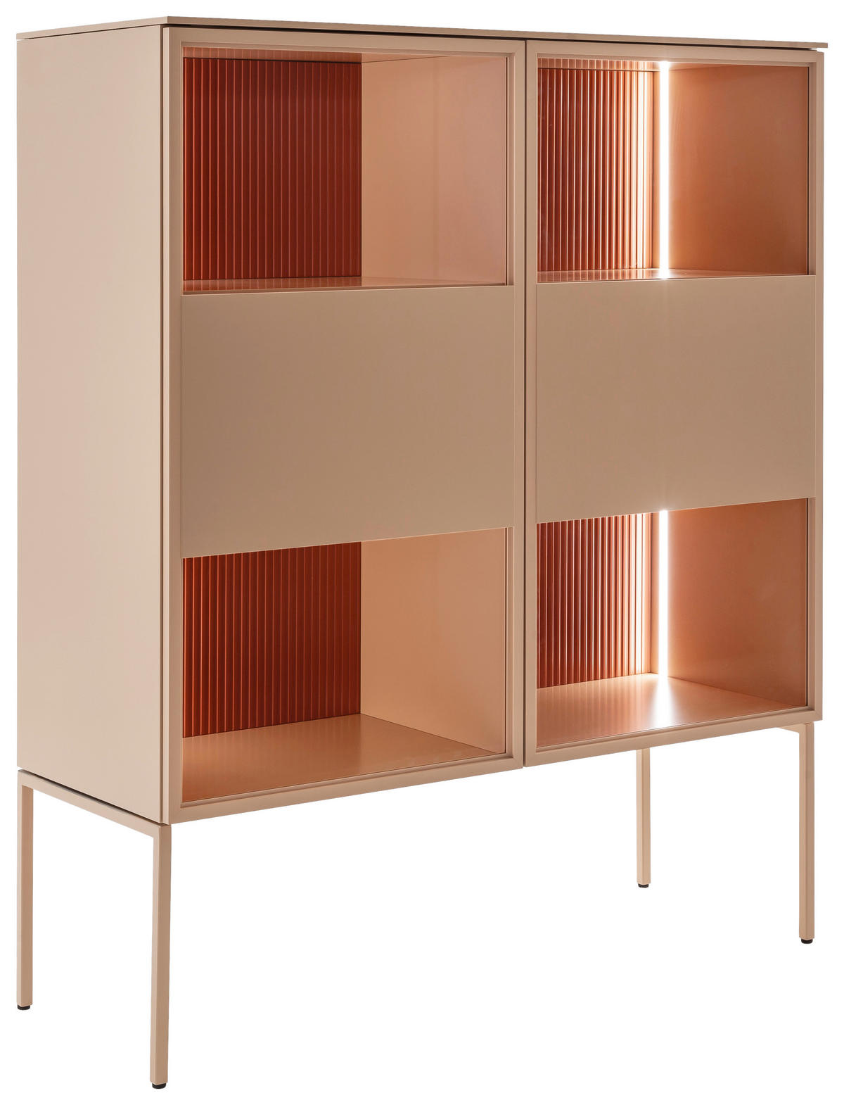 HIGHBOARD Beere, Beige  120/145/45 cm  - Beere/Beige, Design, Glas/Holz (120/145/45cm) - Schöner Wohnen