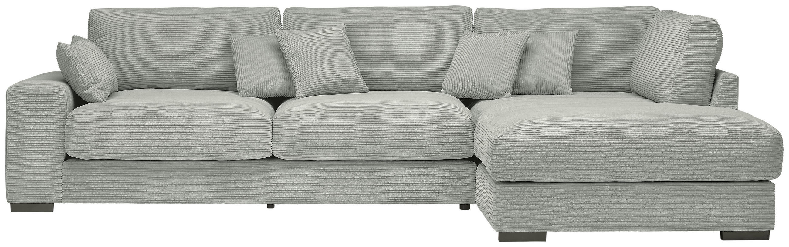 ECKSOFA in Cord Salbeigrün  - Salbeigrün/Schwarz, Design, Kunststoff/Textil (340/205cm) - Lomoco