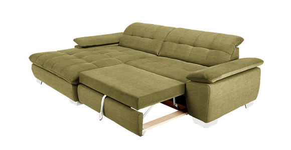 ECKSOFA  in Mikrofaser Grün  180/265 cm  - Chromfarben/Grün, Design, Textil/Metall (180/265cm) - Carryhome