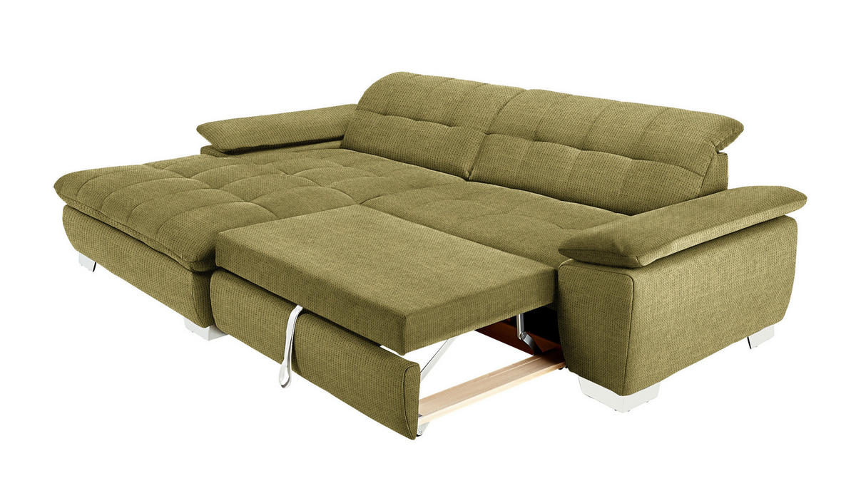 ECKSOFA in Mikrofaser Grün  - Chromfarben/Grün, Design, Textil/Metall (180/265cm) - Carryhome