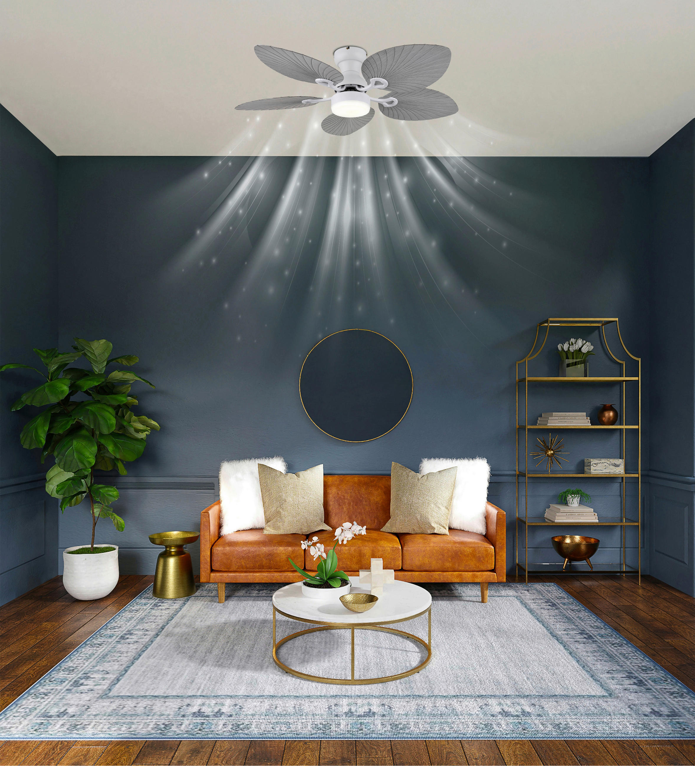 DECKENVENTILATOR - Opal/Weiß, KONVENTIONELL, Kunststoff/Metall (107/28,5cm) - Globo