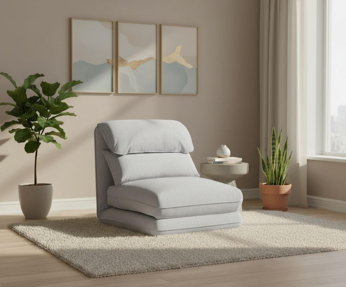 SCHLAFSESSEL in Cord Hellgrau  - Hellgrau, Design, Textil/Metall (78/72/85cm) - Livetastic