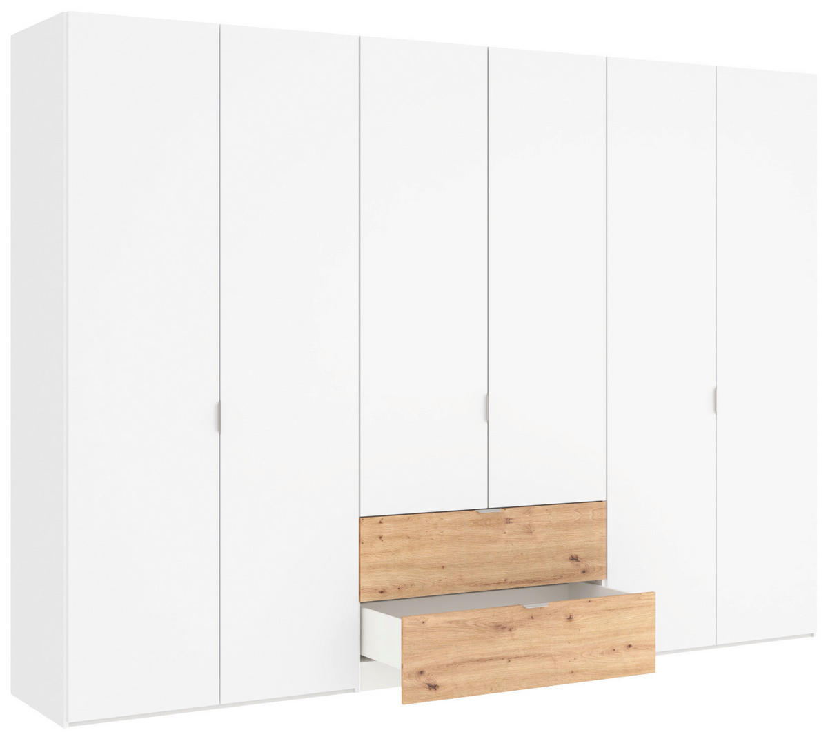 DREHTÜRENSCHRANK  in Weiß, Eiche Artisan  - Edelstahlfarben/Weiß, KONVENTIONELL, Holzwerkstoff/Metall (303/220/59cm) - Jutzler