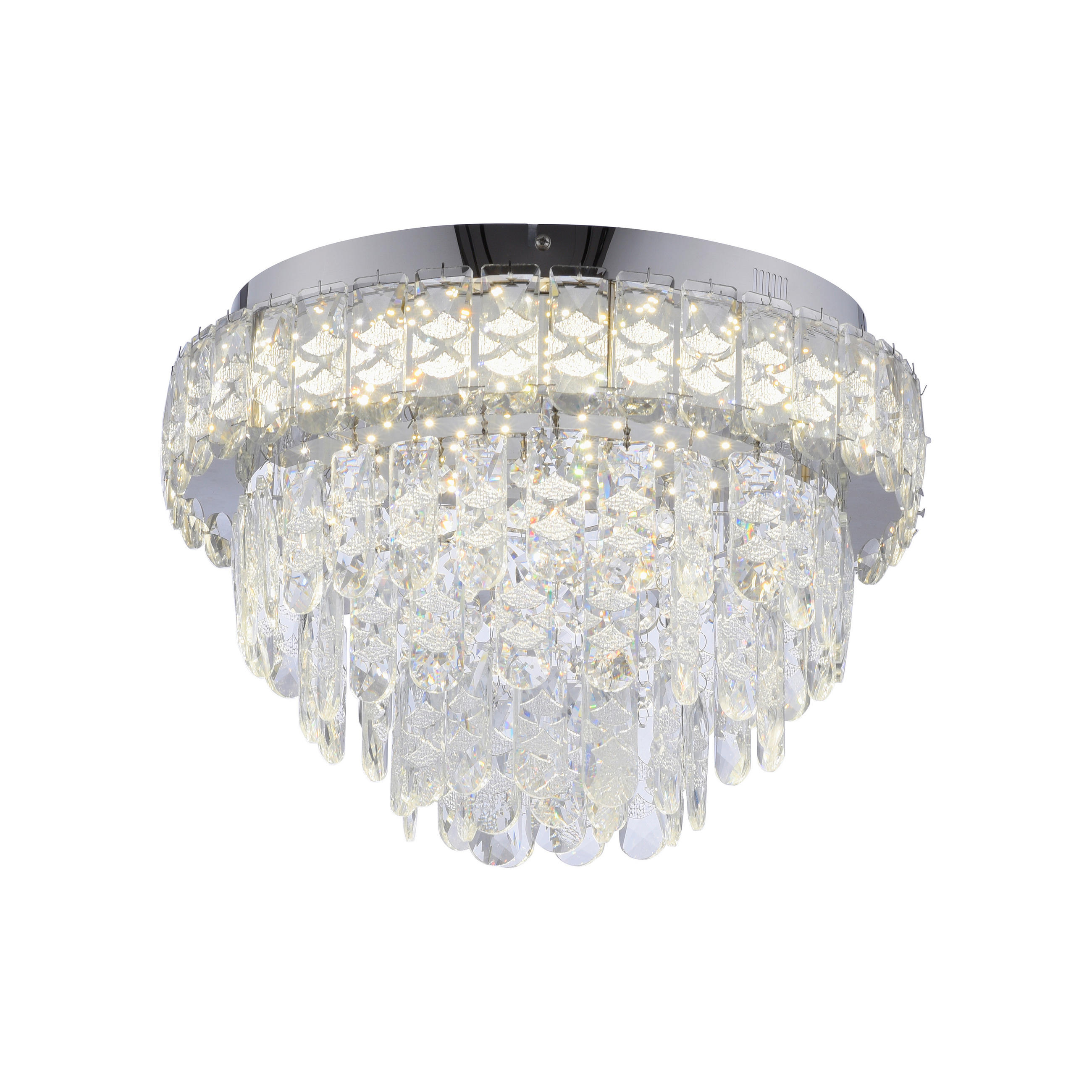 LED-DECKENLEUCHTE 38/38/23 cm   - Chromfarben, KONVENTIONELL, Glas/Kunststoff (38/38/23cm) - Just Light