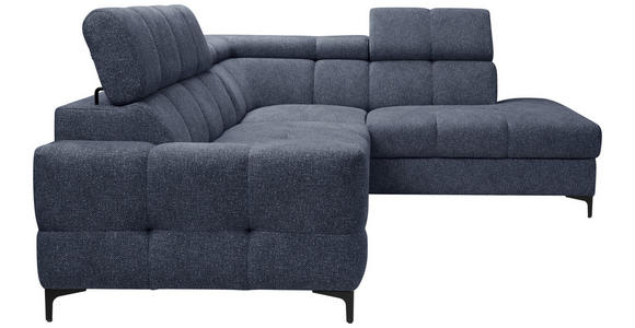 ECKSOFA in Struktur Dunkelblau  - Schwarz/Dunkelblau, MODERN, Textil/Metall (254/212cm) - Carryhome