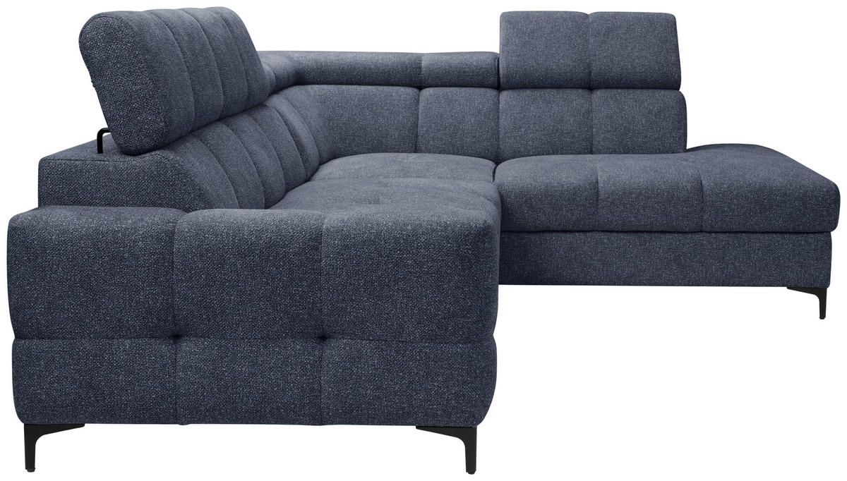 ECKSOFA Dunkelblau Struktur  - Schwarz/Dunkelblau, MODERN, Textil/Metall (254/212cm) - Carryhome
