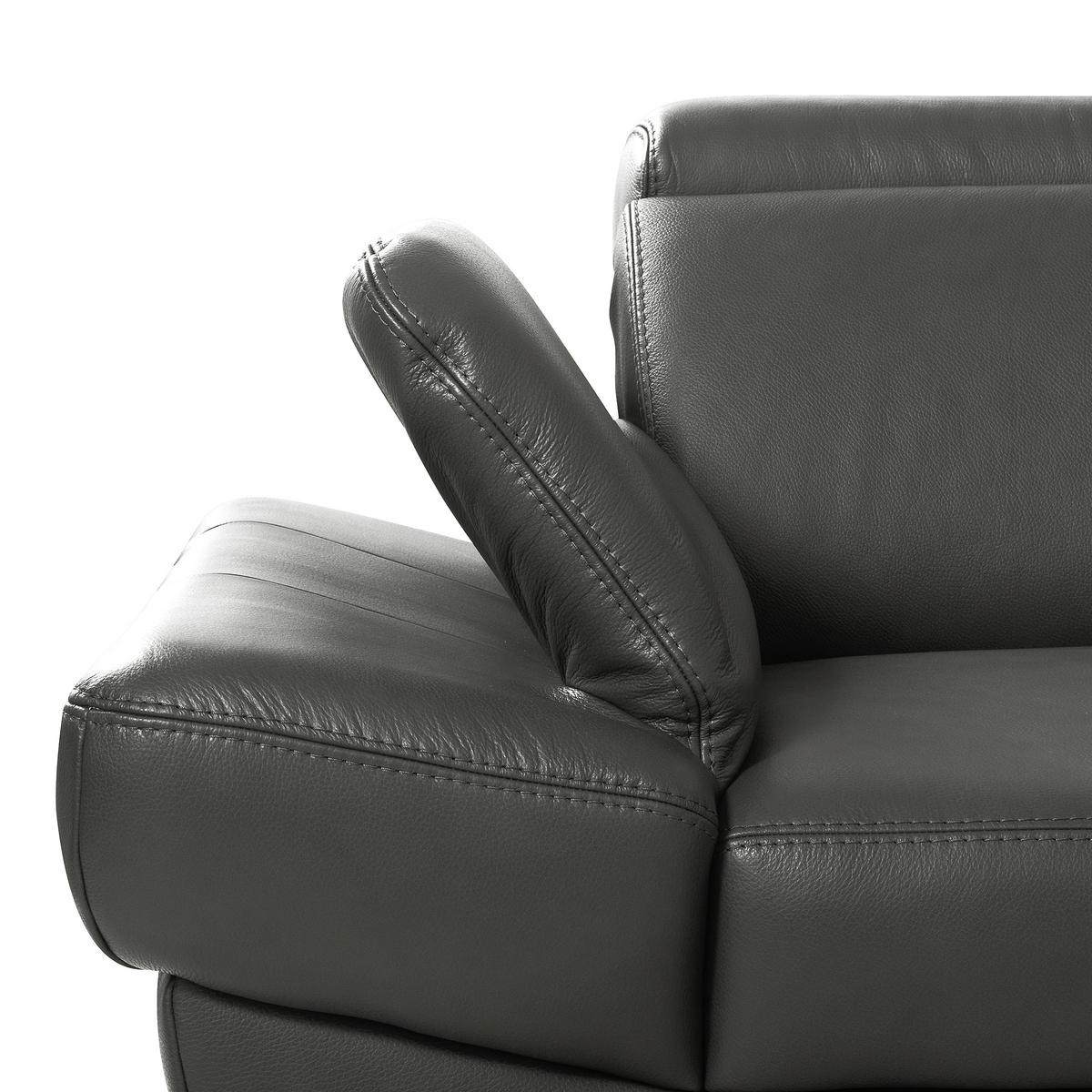 ECKSOFA Lederlook Echtleder Anthrazit  - Anthrazit/Schwarz, Design, Leder/Textil (264/211cm) - Livetastic
