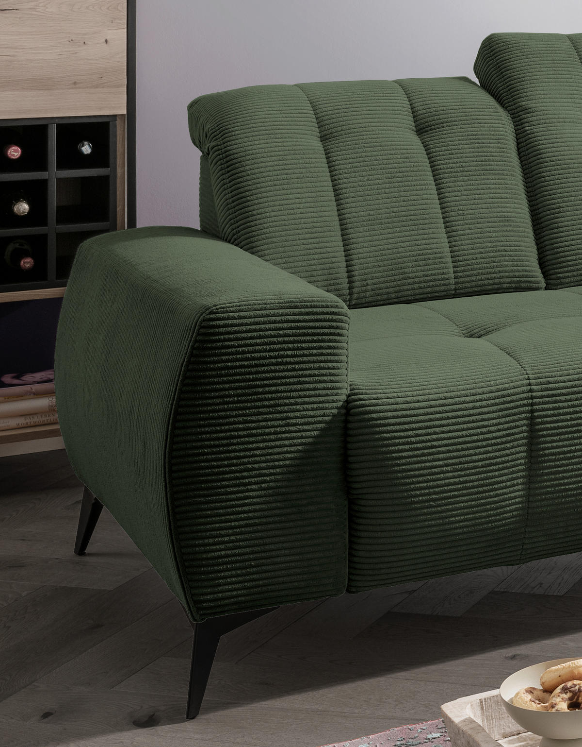 CloseUp von Livetastic ECKSOFA Dunkelgrün Cord.
