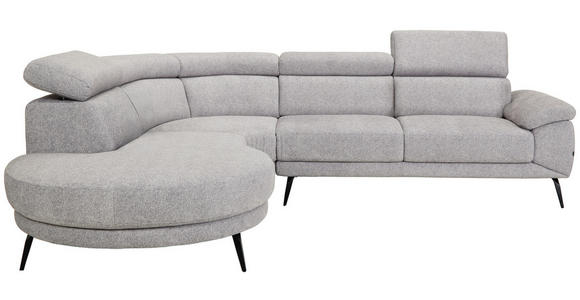 ECKSOFA in Velours Grau 264/299 cm - Schwarz/Grau, Design, Textil/Metall (264/299cm) - Novel