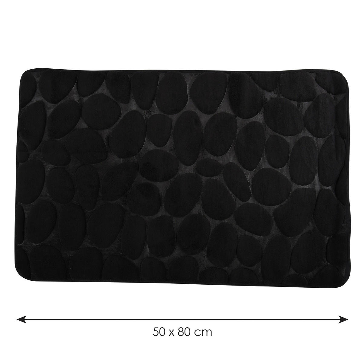 BADTEPPICH Schwarz 50/80 cm  - Schwarz, KONVENTIONELL (50/80cm) - Spirella