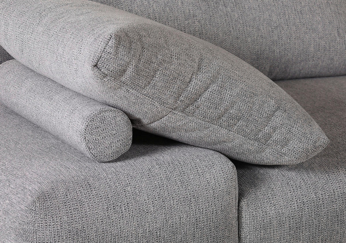 ECKSOFA in Flachgewebe Grau  - Schwarz/Grau, Konventionell, Textil/Metall (310/240cm) - MID.YOU
