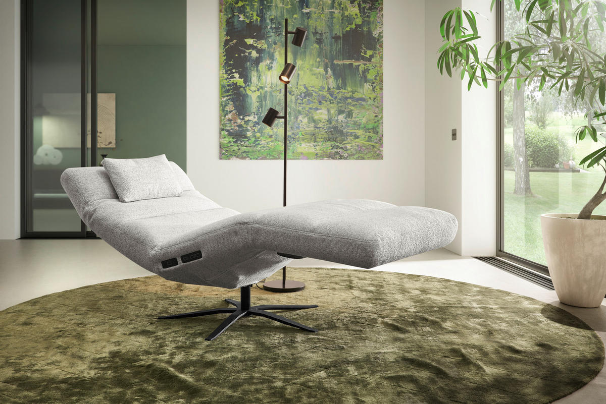 RELAXLIEGE inkl. Akku Flachgewebe Beige  - Beige/Schwarz, MODERN, Textil/Metall (82/53-115/156-206cm) - Pure Home Comfort