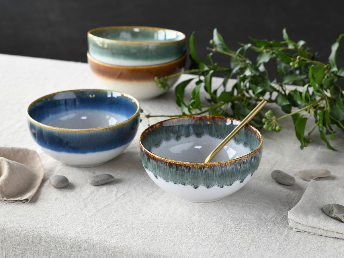 SCHÜSSELSET Cascade Bowls Mix  - Blau/Braun, Basics, Keramik (17,5/7,5cm) - Creatable