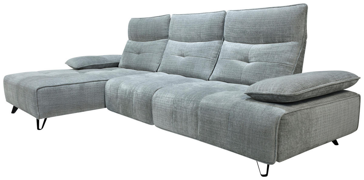 ECKSOFA Hellgrau Chenille  - Hellgrau/Schwarz, Design, Kunststoff/Textil (162/314cm) - Livetastic