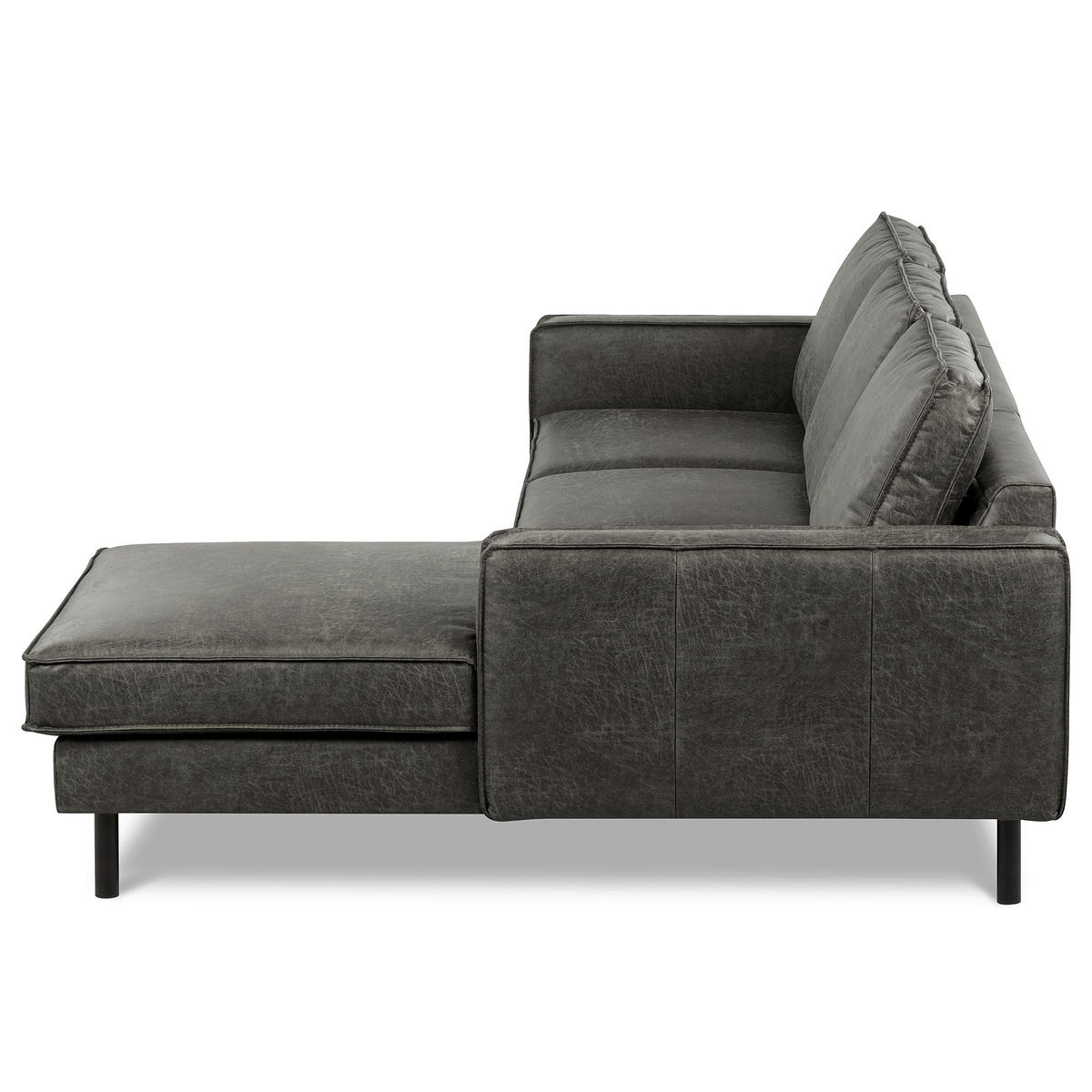 ECKSOFA Dunkelgrau Echtleder Lederlook Rücken echt  - Dunkelgrau, Design, Leder/Textil (166/238cm) - Livetastic