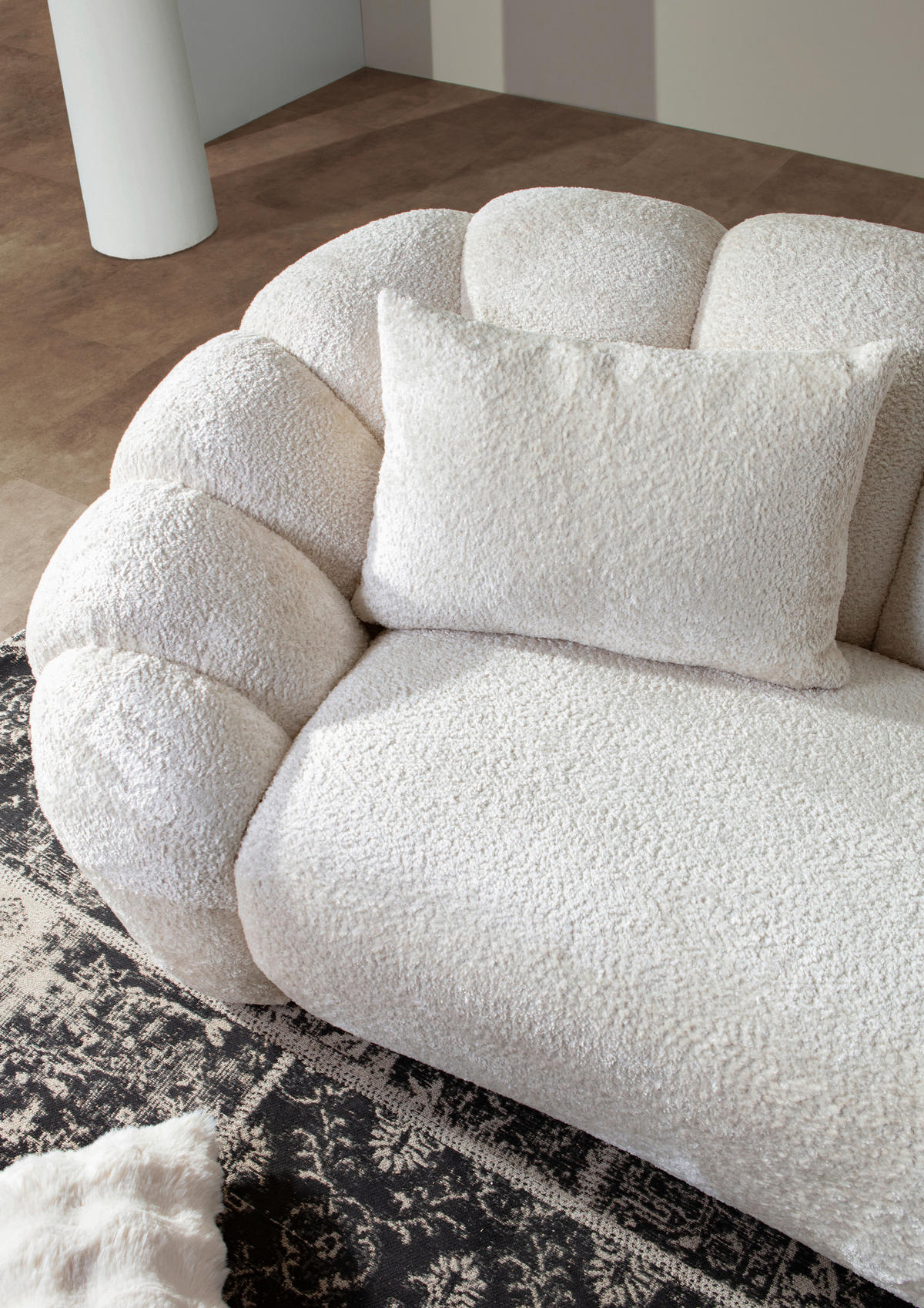 BIGSOFA in Chenille Creme  - Creme/Schwarz, KONVENTIONELL, Kunststoff/Textil (248/78/112cm) - Carryhome