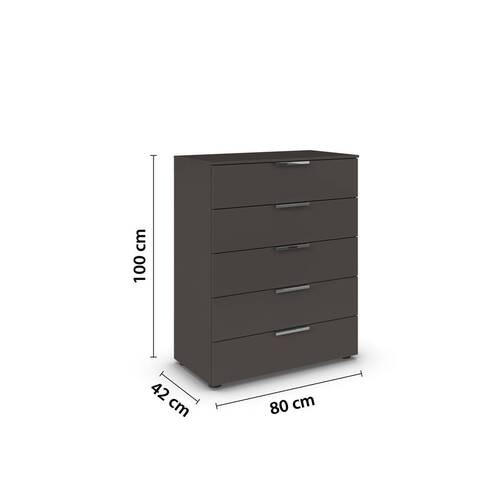 KOMMODE  in 80/100/42 cm  - Chromfarben/Graphitfarben, MODERN, Holzwerkstoff/Kunststoff (80/100/42cm) - Rauch Möbel