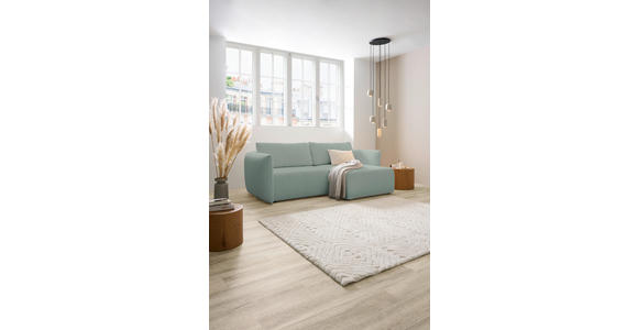 ECKSOFA Mintgrün Jersey  inkl. Rückenkissen, Bettkasten, Schlaffunktion, Rücken echt, Liegefläche im Originalstoff  - Schwarz/Mintgrün, KONVENTIONELL, Kunststoff/Textil (238/148cm) - Carryhome