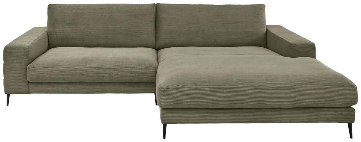 ECKSOFA in Feincord Olivgrün  - Schwarz/Olivgrün, Design, Textil/Metall (293/207cm) - Dieter Knoll