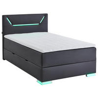 BOXSPRINGBETT 120/200 cm,  in Schwarz  - Silberfarben/Schwarz, Trend, Kunststoff/Textil (120/200cm) - Xora