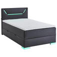 BOXSPRINGBETT 120/200 cm,  in Schwarz  - Silberfarben/Schwarz, Trend, Kunststoff/Textil (120/200cm) - Xora