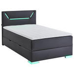 BOXSPRINGBETT 120/200 cm,  in Schwarz  - Silberfarben/Schwarz, Trend, Kunststoff/Textil (120/200cm) - Xora