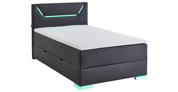 BOXSPRINGBETT 120/200 cm,  in Schwarz  - Silberfarben/Schwarz, Trend, Kunststoff/Textil (120/200cm) - Xora