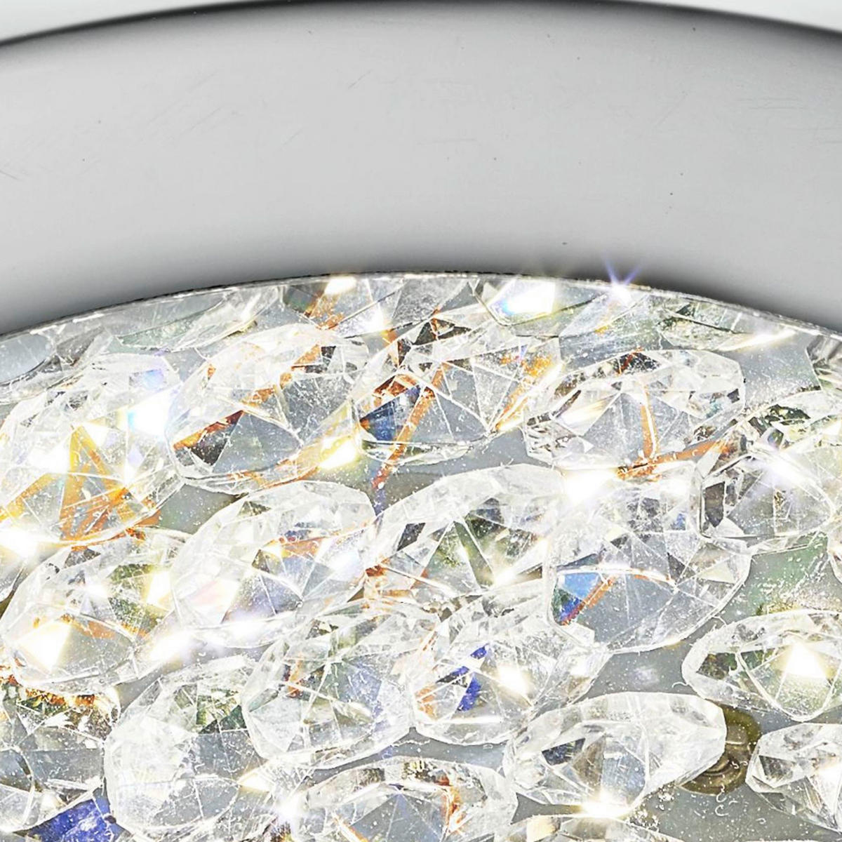 LED-DECKENLEUCHTE Vesta 28/8 cm   - Chromfarben, Design, Glas/Metall (28/8cm) - Searchlight