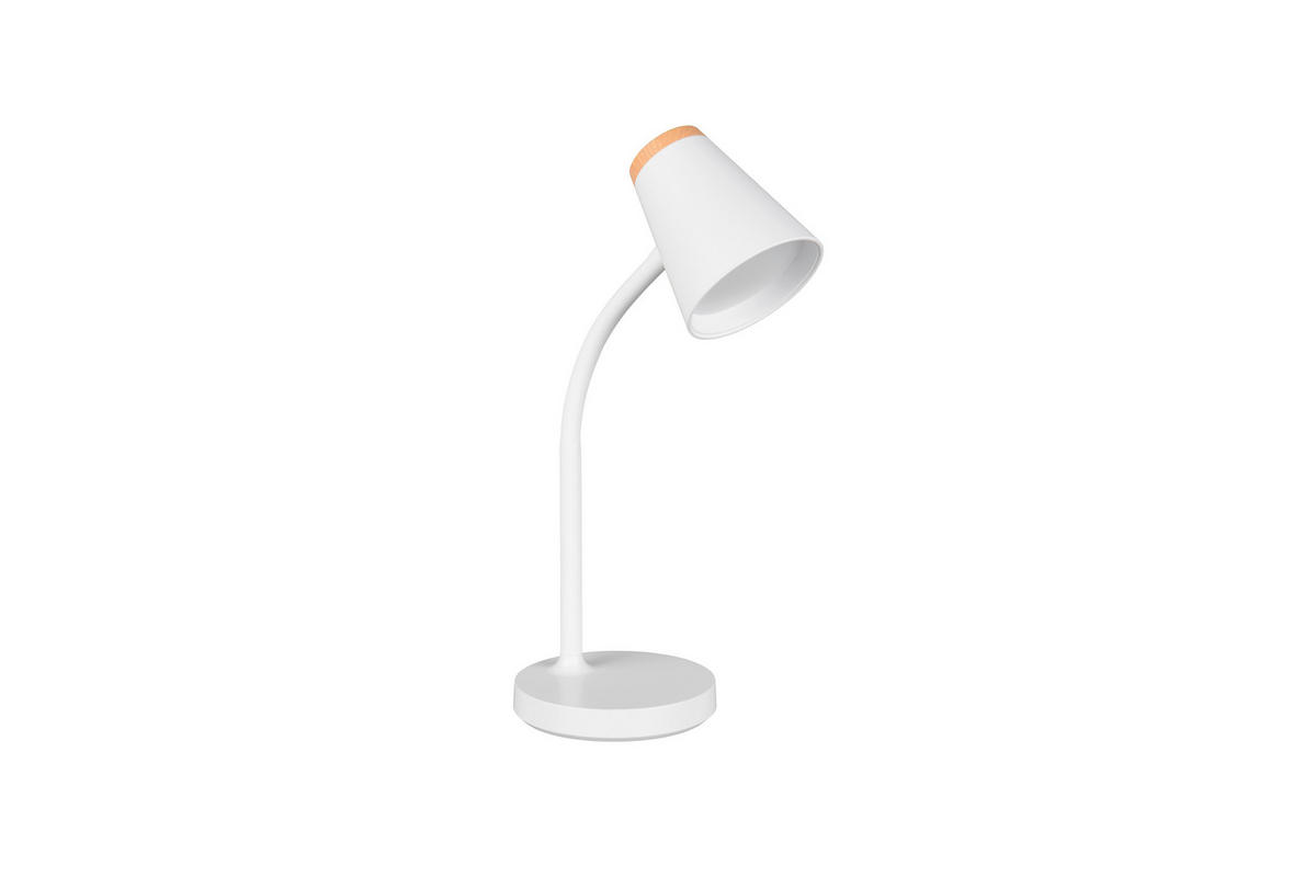 STOLNÍ LED LAMPA,  - bílá/hnědá, Basics, plast (36/13/23cm)