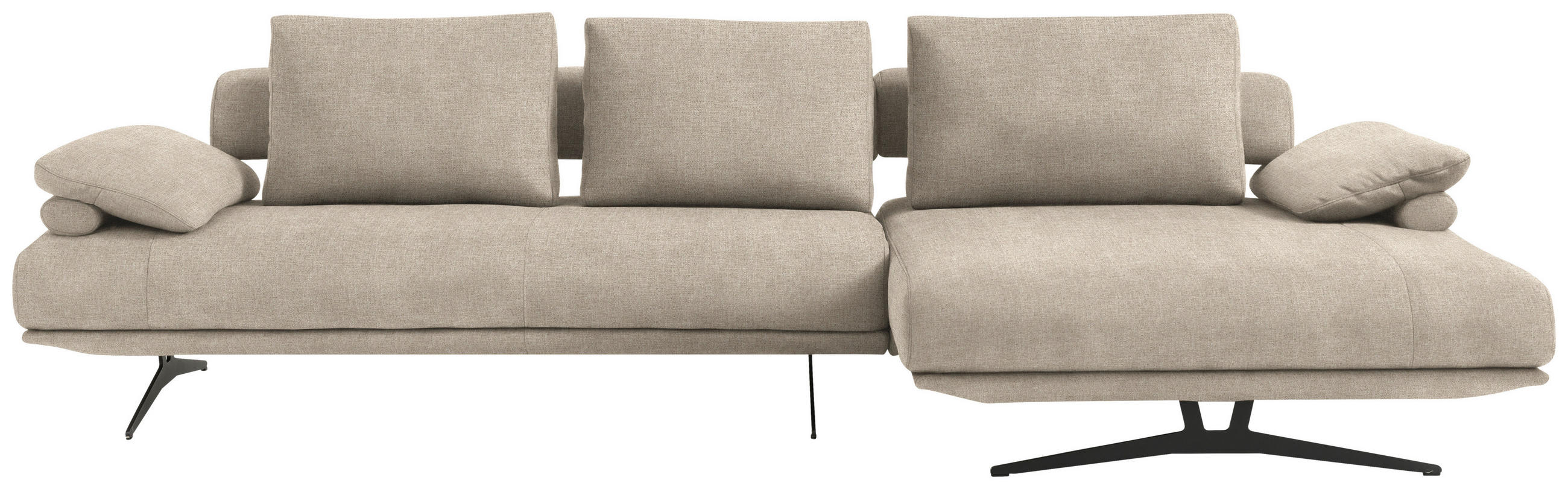 ECKSOFA in Chenille Beige  - Beige/Schwarz, Design, Textil/Metall (334/168cm) - Dieter Knoll