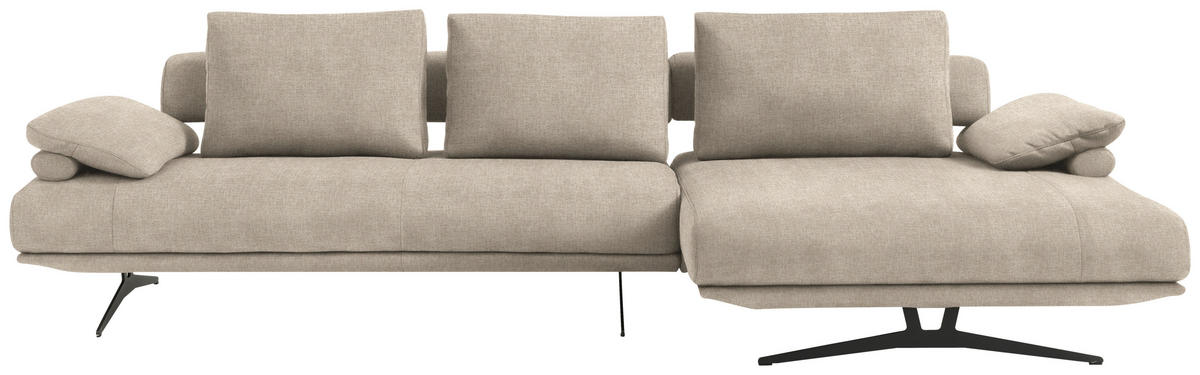 ECKSOFA in Chenille Beige  - Beige/Schwarz, Design, Textil/Metall (334/168cm) - Dieter Knoll