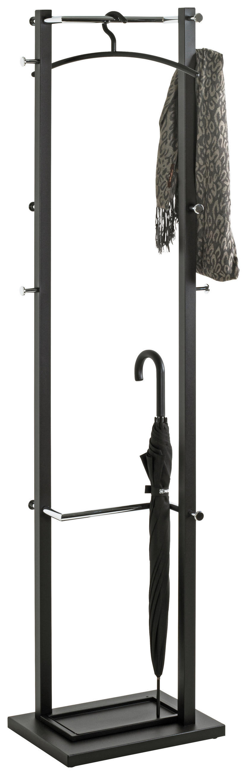 GARDEROBENSTÄNDER in Schwarz, Chromfarben 40/175/30 cm   - Chromfarben/Schwarz, Design, Metall (40/175/30cm)