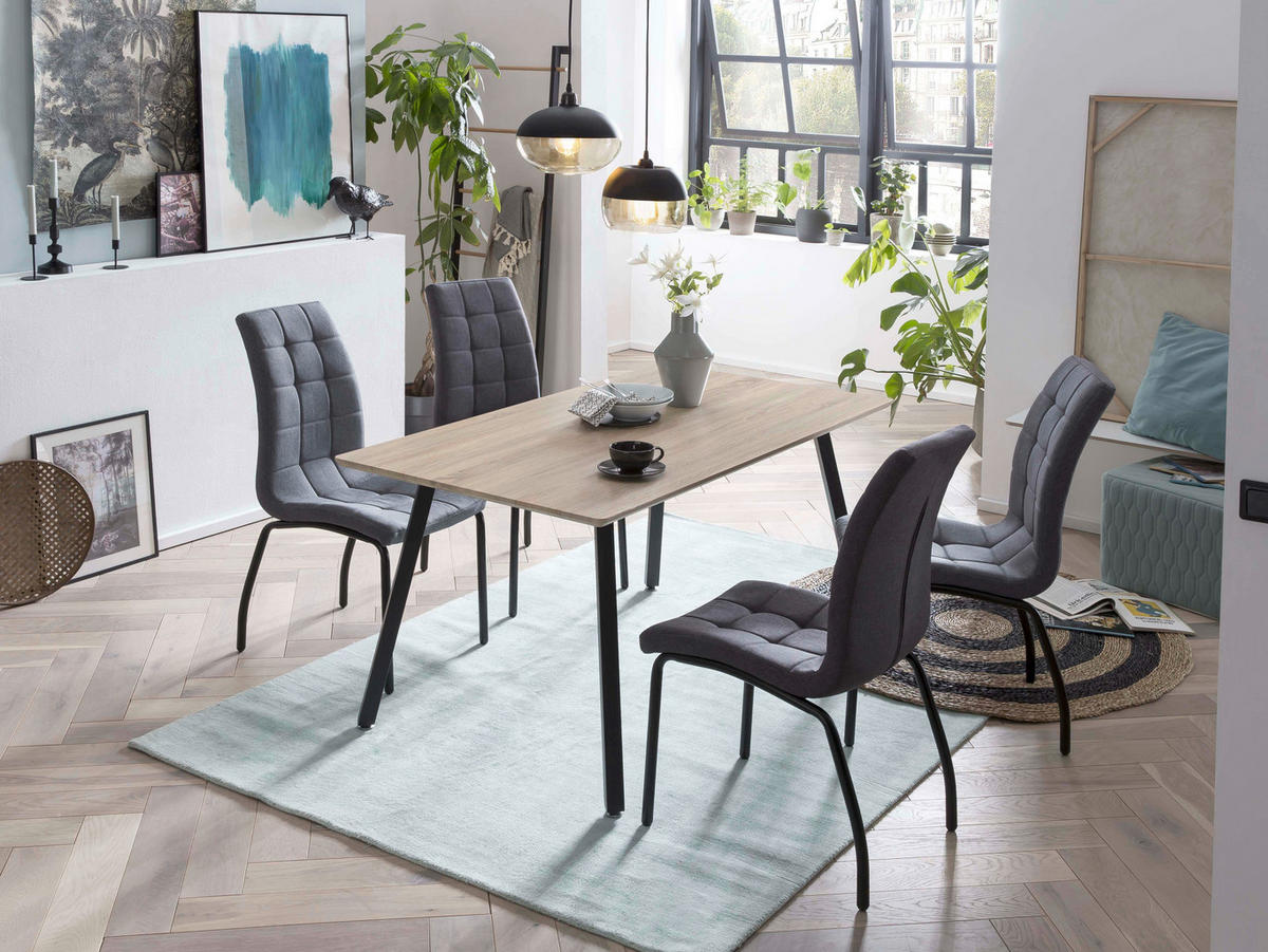 STUHL-SET 2 Stück  in Textil  - Dunkelgrau/Schwarz, Design, Textil/Metall (42/103/58,5cm) - Livetastic