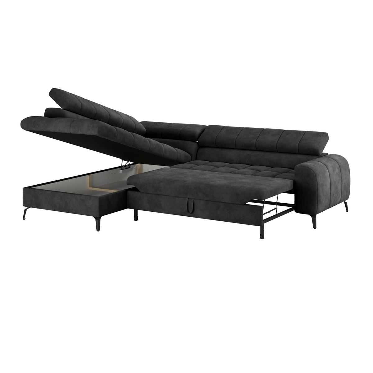 ECKSOFA Schwarz  - Schwarz, Trend, Kunststoff/Textil (203/261cm) - Livetastic