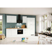 KÜCHENBLOCK 310 cm   in Weiß  - Eichefarben/Silberfarben, Trend, Holzwerkstoff/Metall (310cm) - Impuls